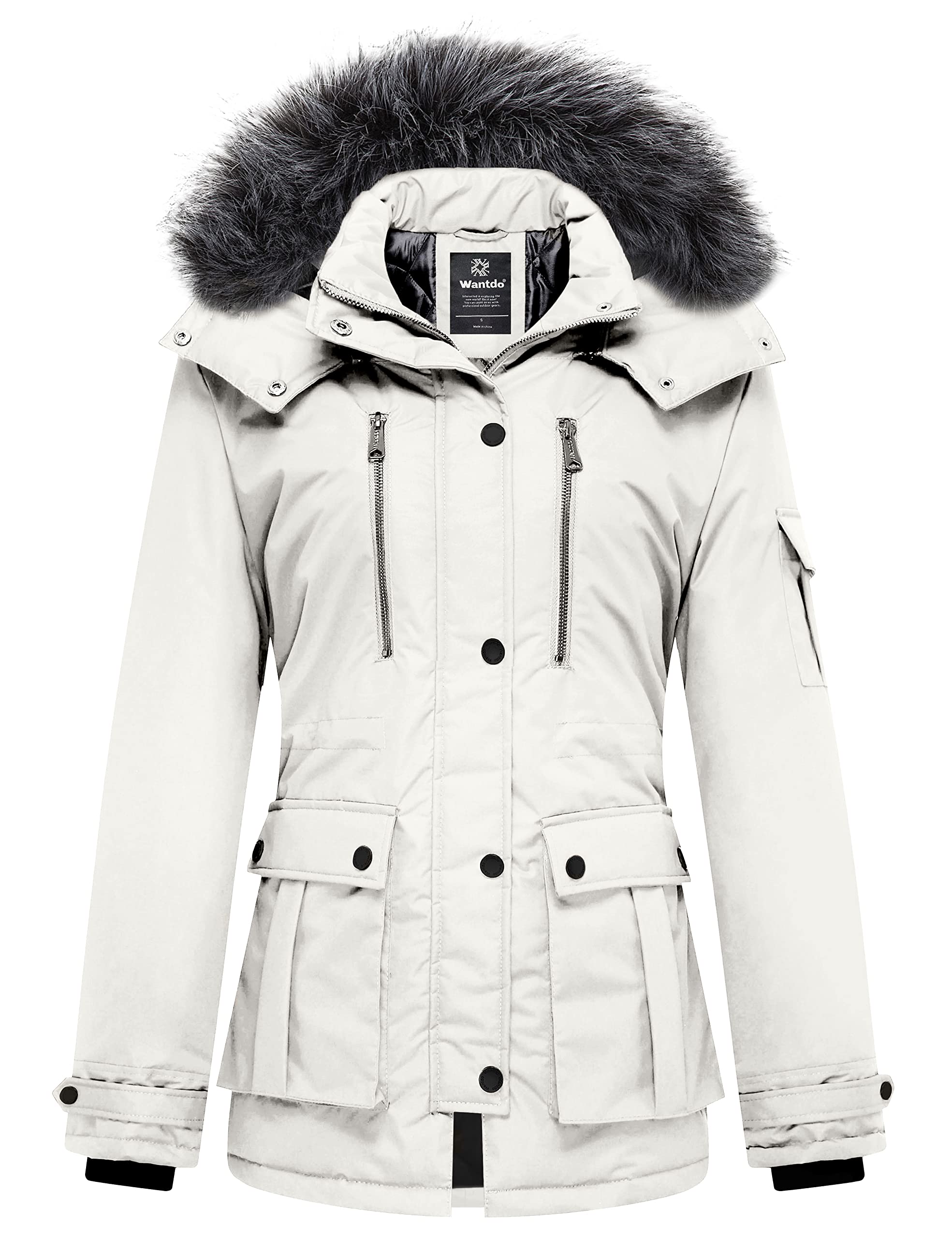 wantdo Women's Quilted Winter Coat Warm Puffer Jacket Thicken Parka with Removable Hood