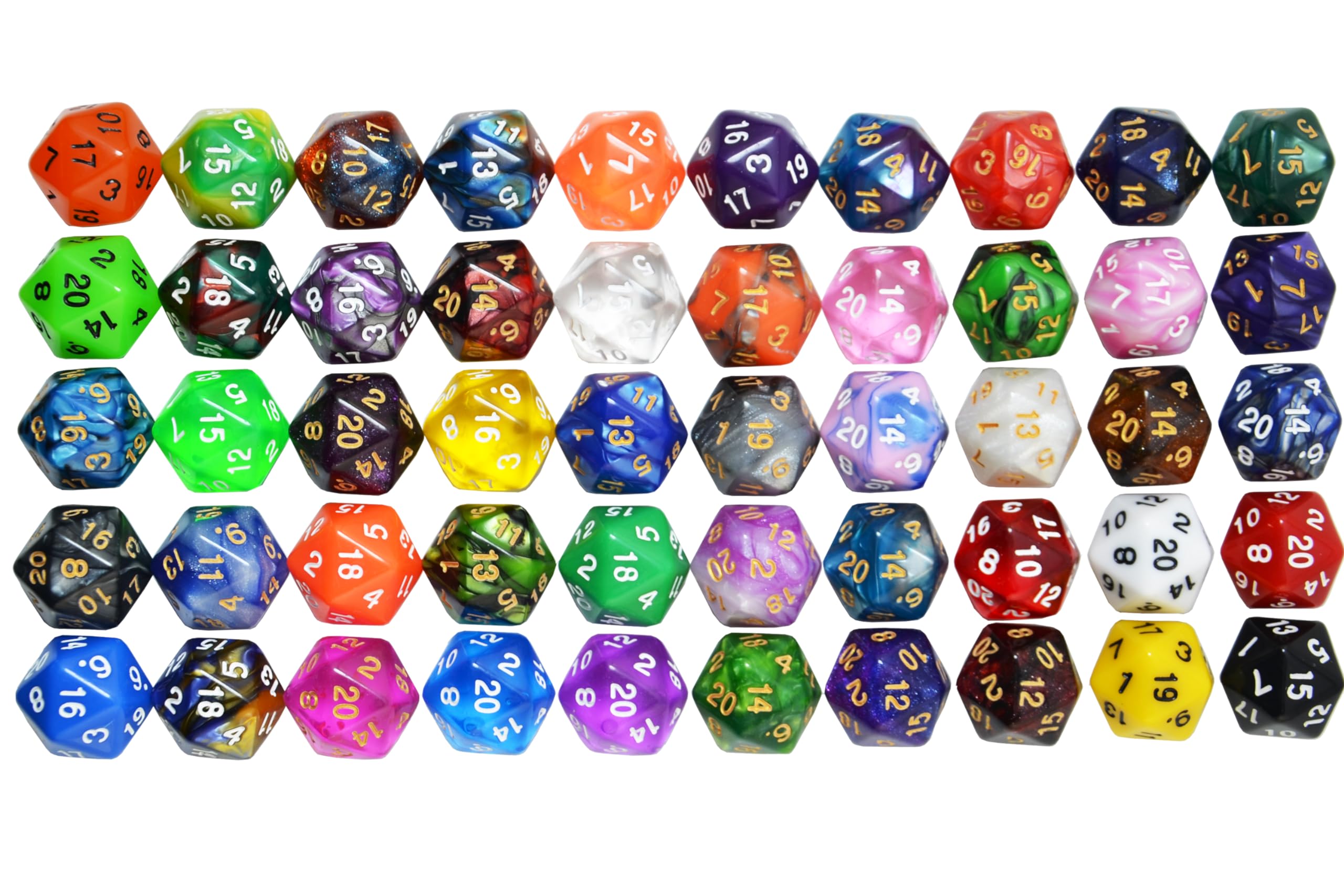 SmartDealsPro 50-Pack D6 D12 D20 6 12 20 Sided Dice Polyhedral Dice with Pouch for DND RPG MTG Table Game - Image 2