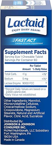 Miniatura 8 de Lactaid Fast Act - Masticables de intolerancia a la lactosa con enzimas de lactasa, vainilla, 60 unidades