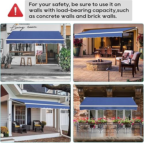 Miniatura 9 de Toldo retráctil de 9,8 x 8,2 pies, para patio, refugio al aire libre con manivela y poliéster, resistente al agua, para patio, balcón, tienda,