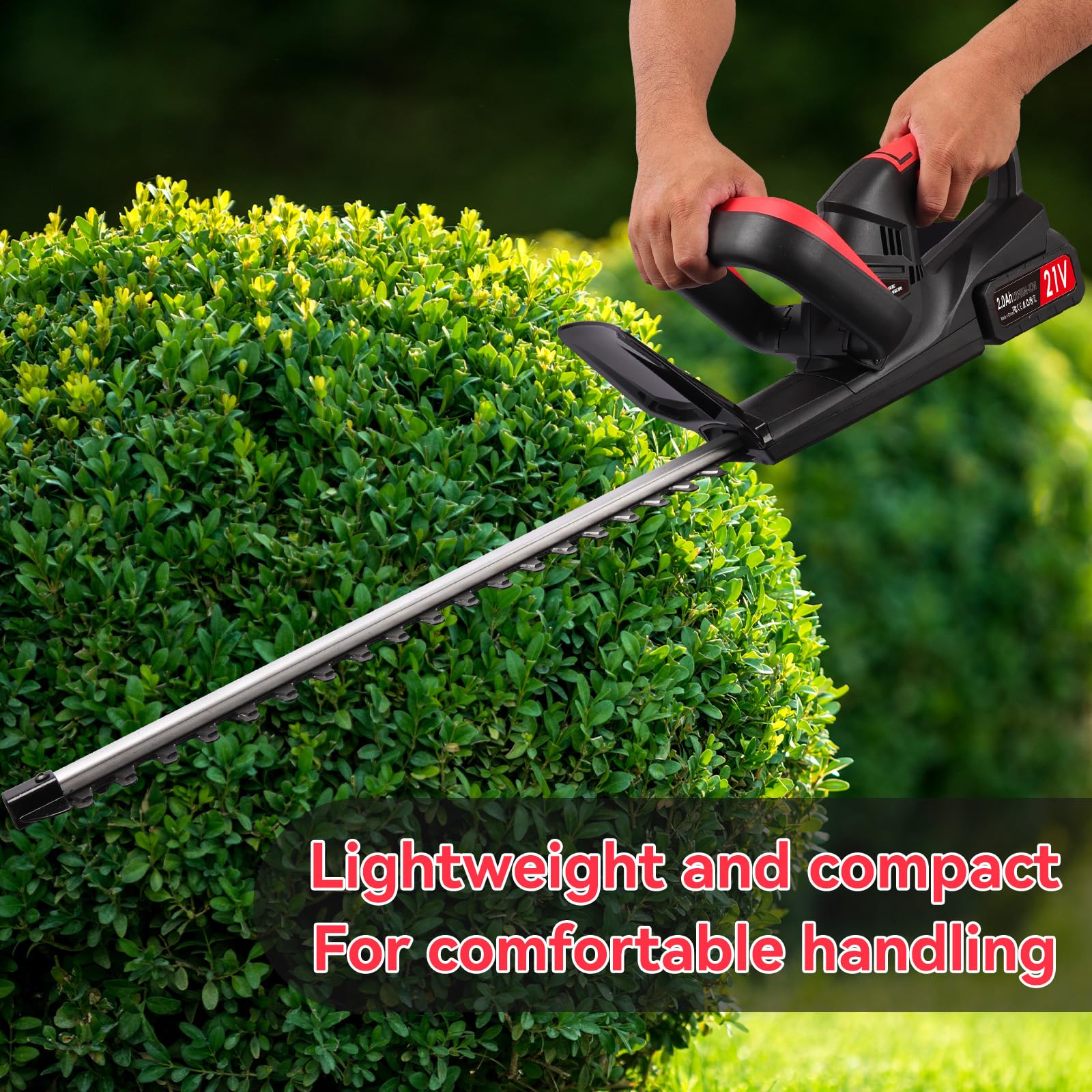 Tagliasiepi a Batteria 48cm, Tagliasiepi Elettrico Brushless con 2 Batterie da 2000mAh,15mm Distanza Denti,Tagliasiepe Giardino a Batteria per Siepi, Arbusti, Potatura