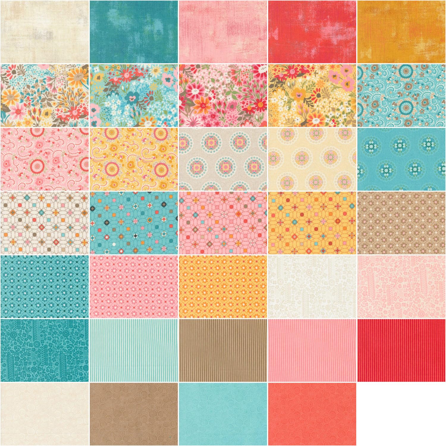 Sunday Brunch Charm Pack by BasicGrey; 42-5" Precut Fabric Quilt Squares - Image 2