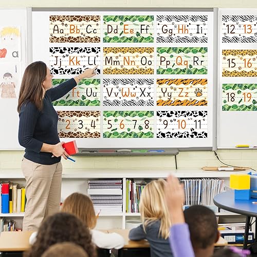 Miniatura 5 de TICIAGA Juego de 15 tablones de anuncios de línea del alfabeto de primavera flores primaverales números ABC 0-20 decoración de borde de pared para