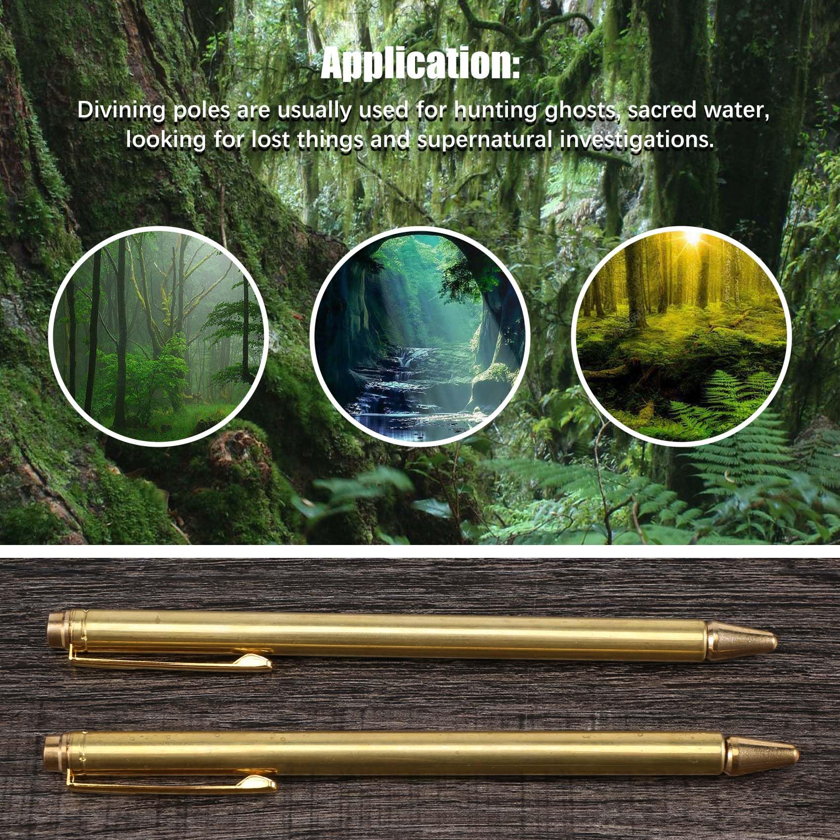Jkjhbhged 2PCS Dowsing Rods, Retractable Divining Rods, Portable Pen Shape L Rods, for Tools, Divining Water Etc., Gold