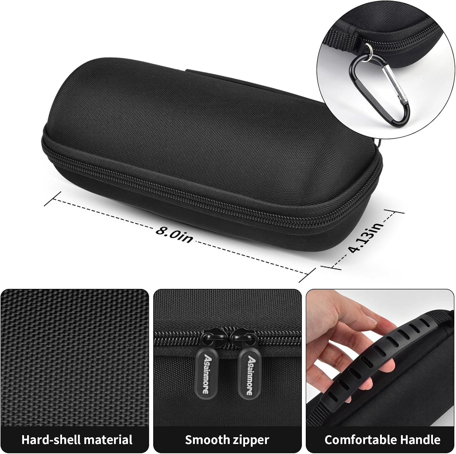 Travel Case for JBL Flip 7/Flip 6/5 Bluetooth Speaker, Custom-Fit Shockproof Protective Bag, Anti-Roll Groove, Water-Resistant with Detachable Shoulder Strap & Carabiner (Case Only) - Image 3