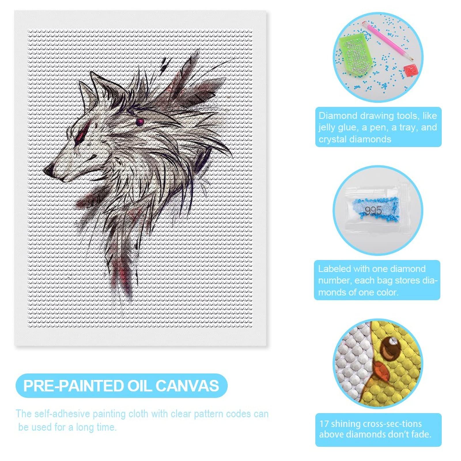 ダイヤモンドアートクラブ　DIYダイヤモンドアートキット Wolf Song Amazon | ダイヤモンドアート かっこいい 狼 キット 手芸ダイヤモンド
