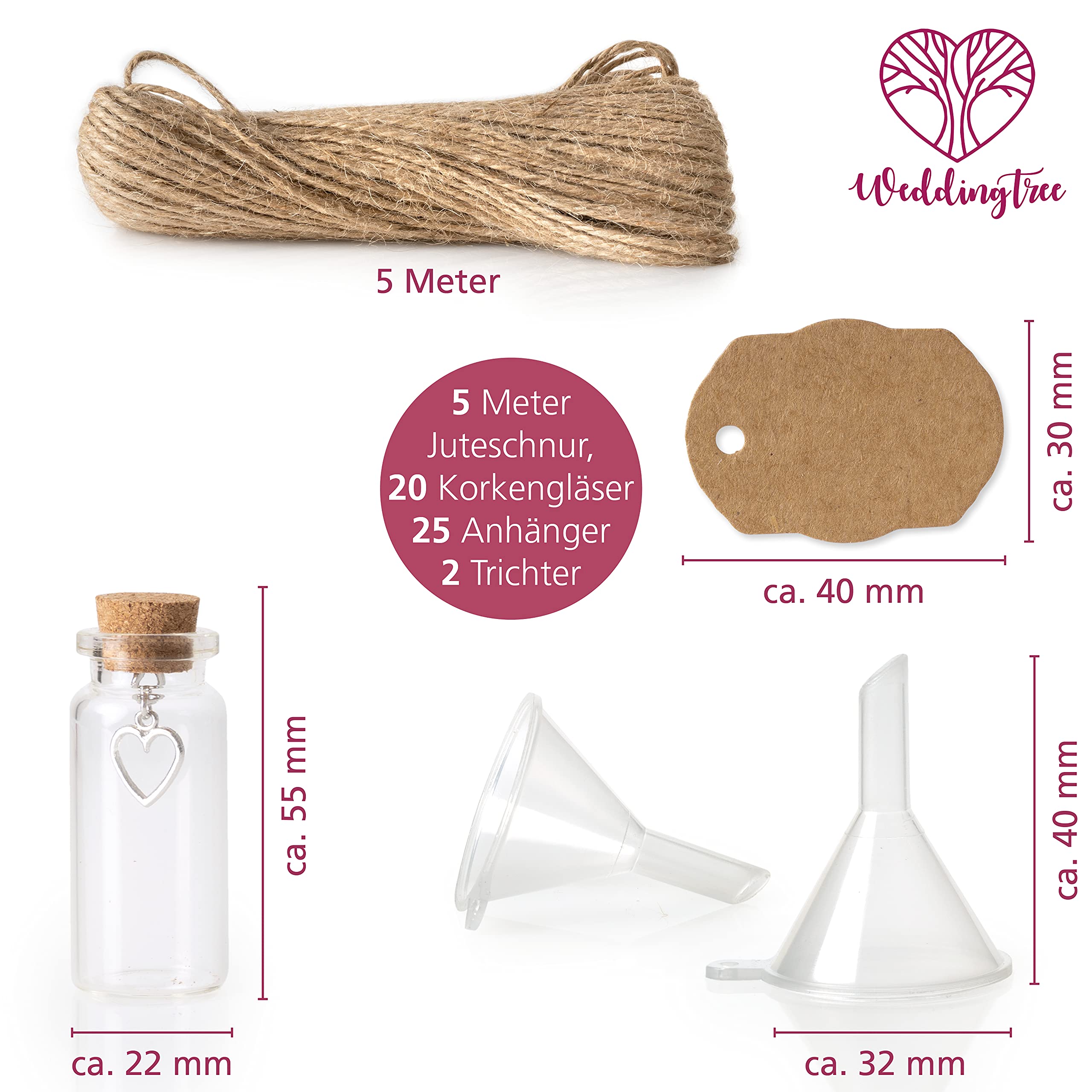 20er Set Mini-Glasflaschen Mit Korken – 16 X 35 Mm, Inkl. Metallanhänger – Für DIY, Hochzeit, Gewürze & Geschenke