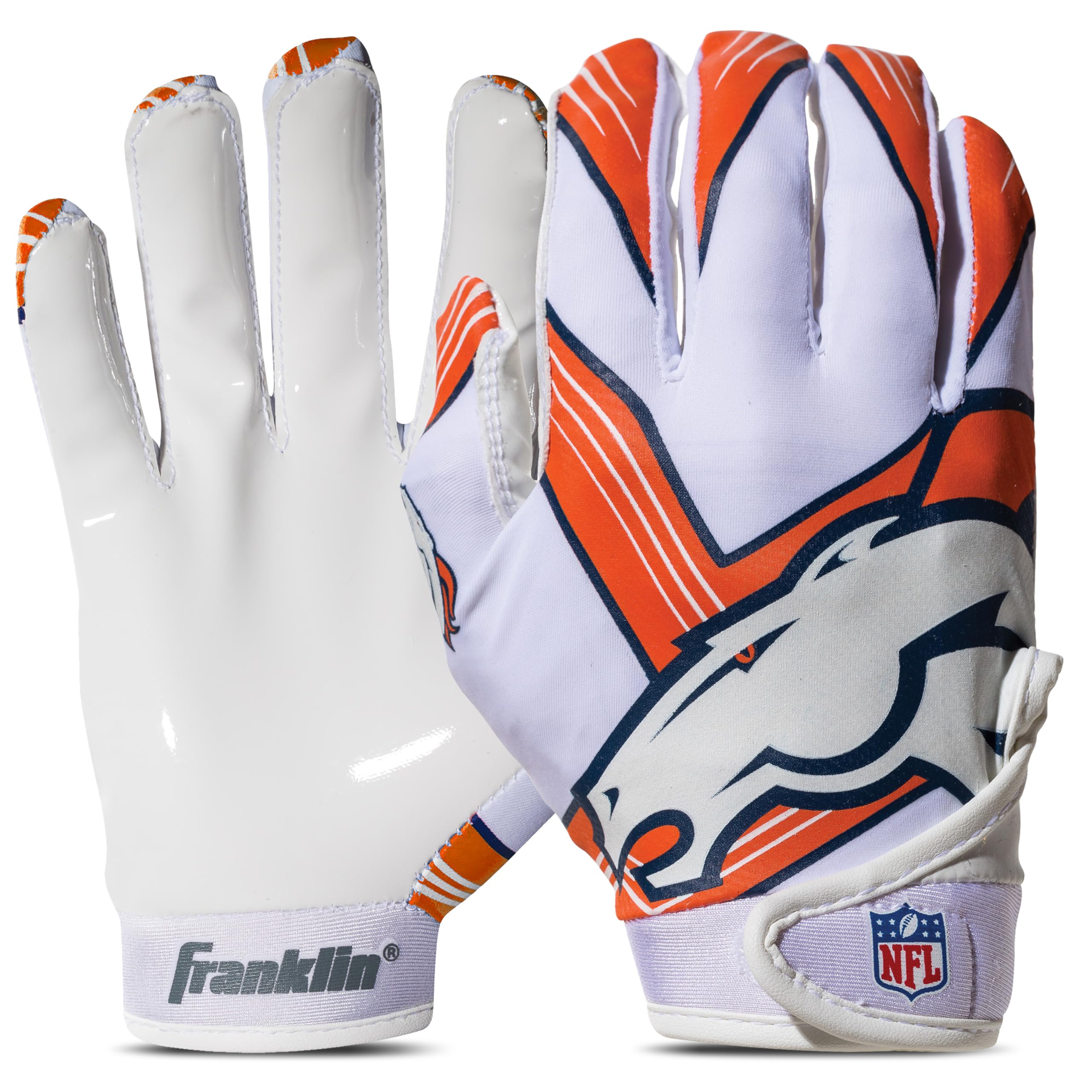 Youth NFL Football Receiver Gloves - Kids Football Gloves Pair - NFL Team Logos and Silicone Palm - All Youth Sizes - Great Game Gear + Football Costume Accessory