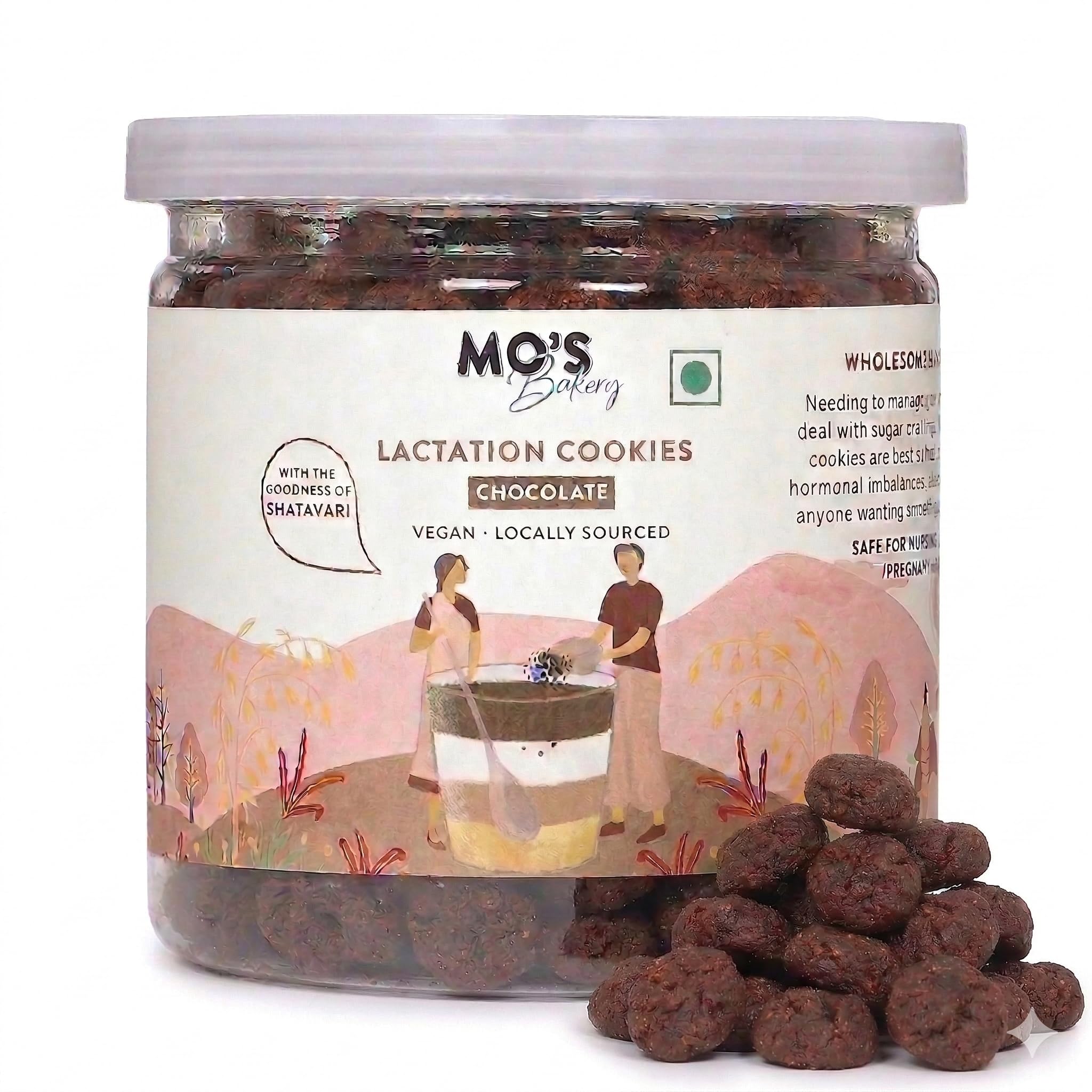 Mo's Dark Chocolate Lactation Cookies for Breastfeeding – 150g | With Shatavari | Increases Breast Milk Supply | Milk Boosting Snack for New Mothers | Power of Oats and Flaxseed | Natural & Preservative-Free