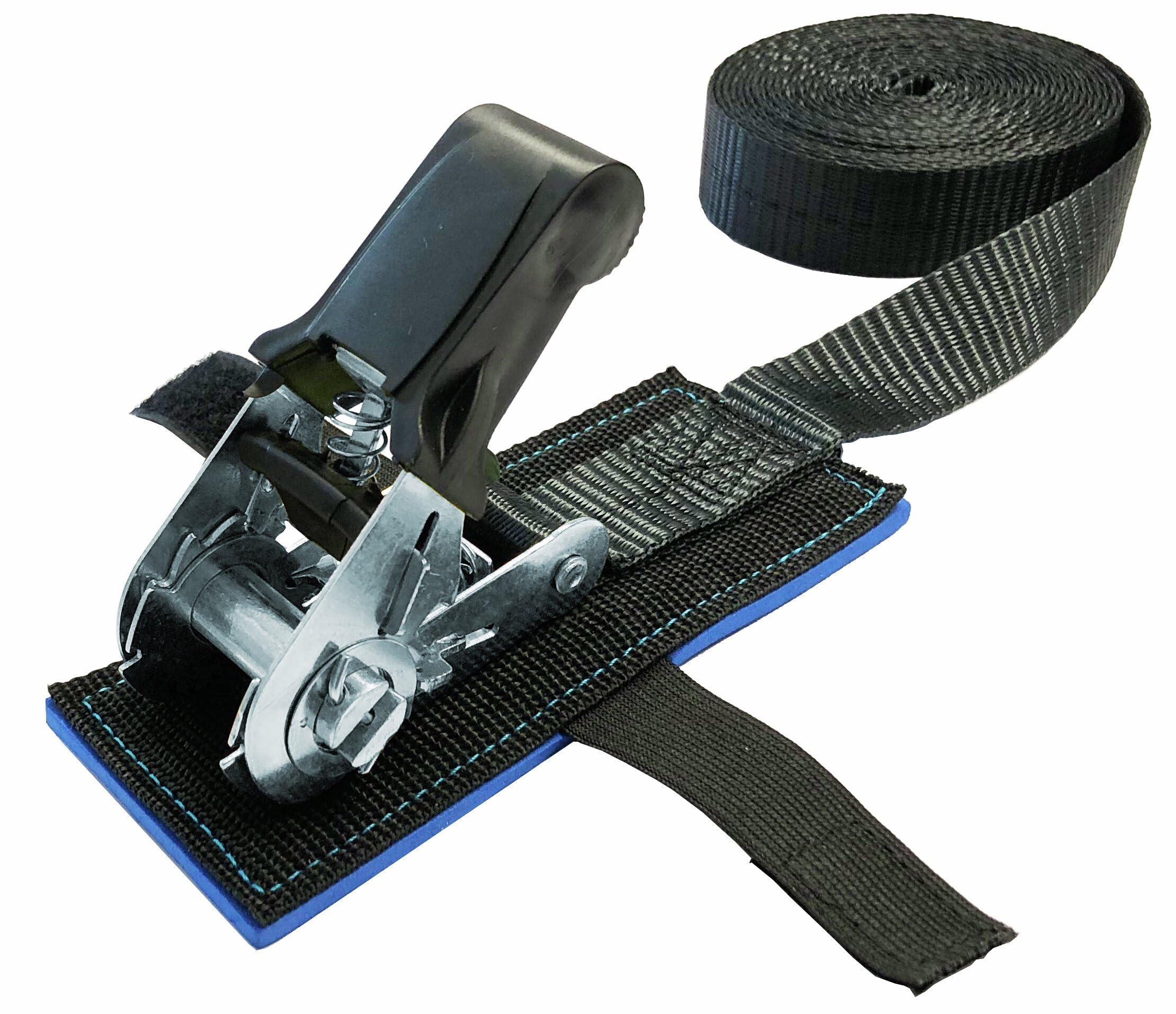 Connex DY270680 Lashing Strap – One Piece – 5 m x 25 mm – 800 kg Maximum Load Capacity – Includes Padded Neoprene Pad – Made of Polypropylene/Lashing Strap/Load Secure/Ratchet Strap
