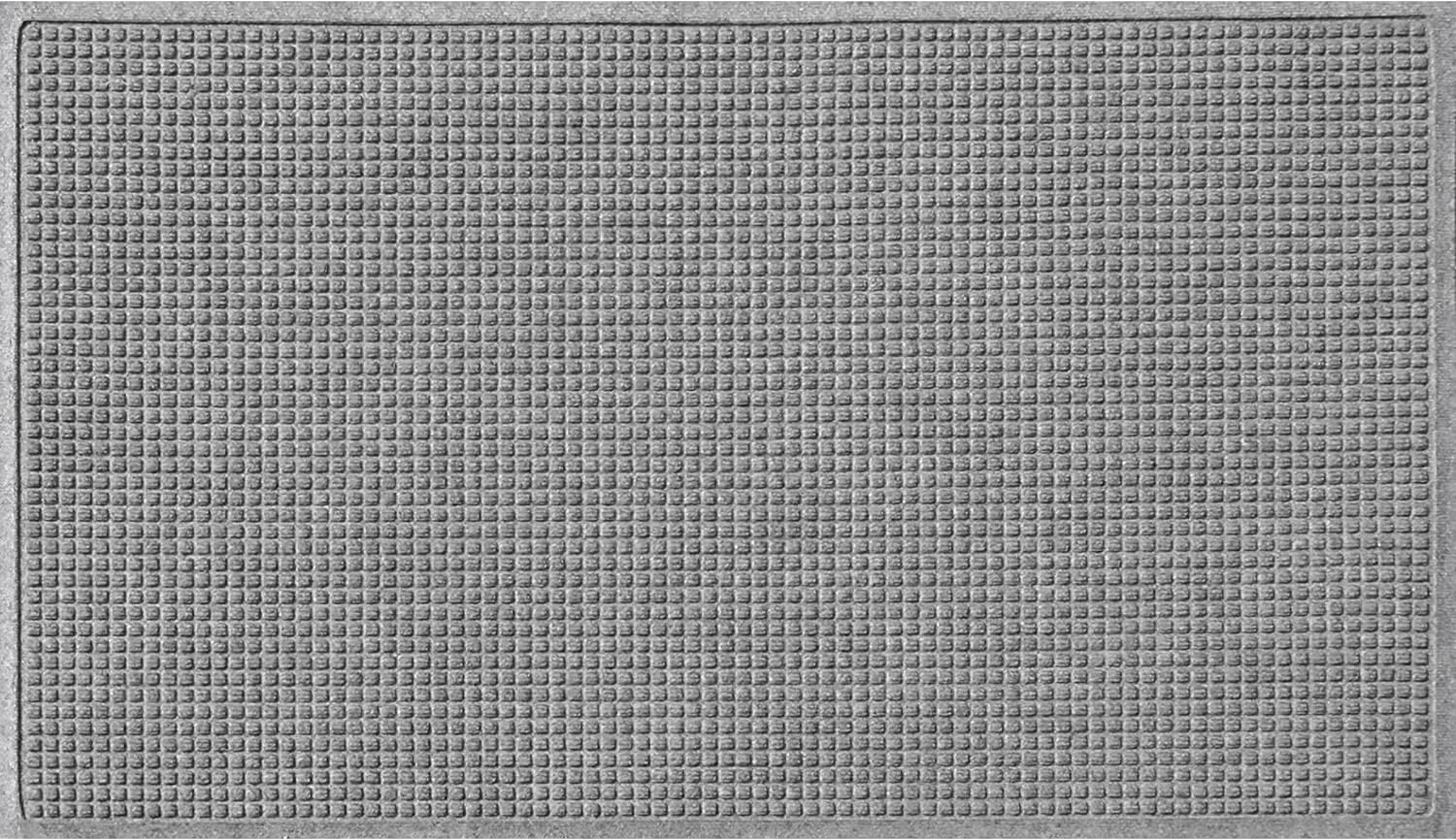 Bungalow Flooring Waterhog Door Mat, 3' x 5' Made in USA, Durable and Decorative Floor Covering, Skid Resistant, Indoor/Outdoor, Water-Trapping, Squares Collection, Medium Grey