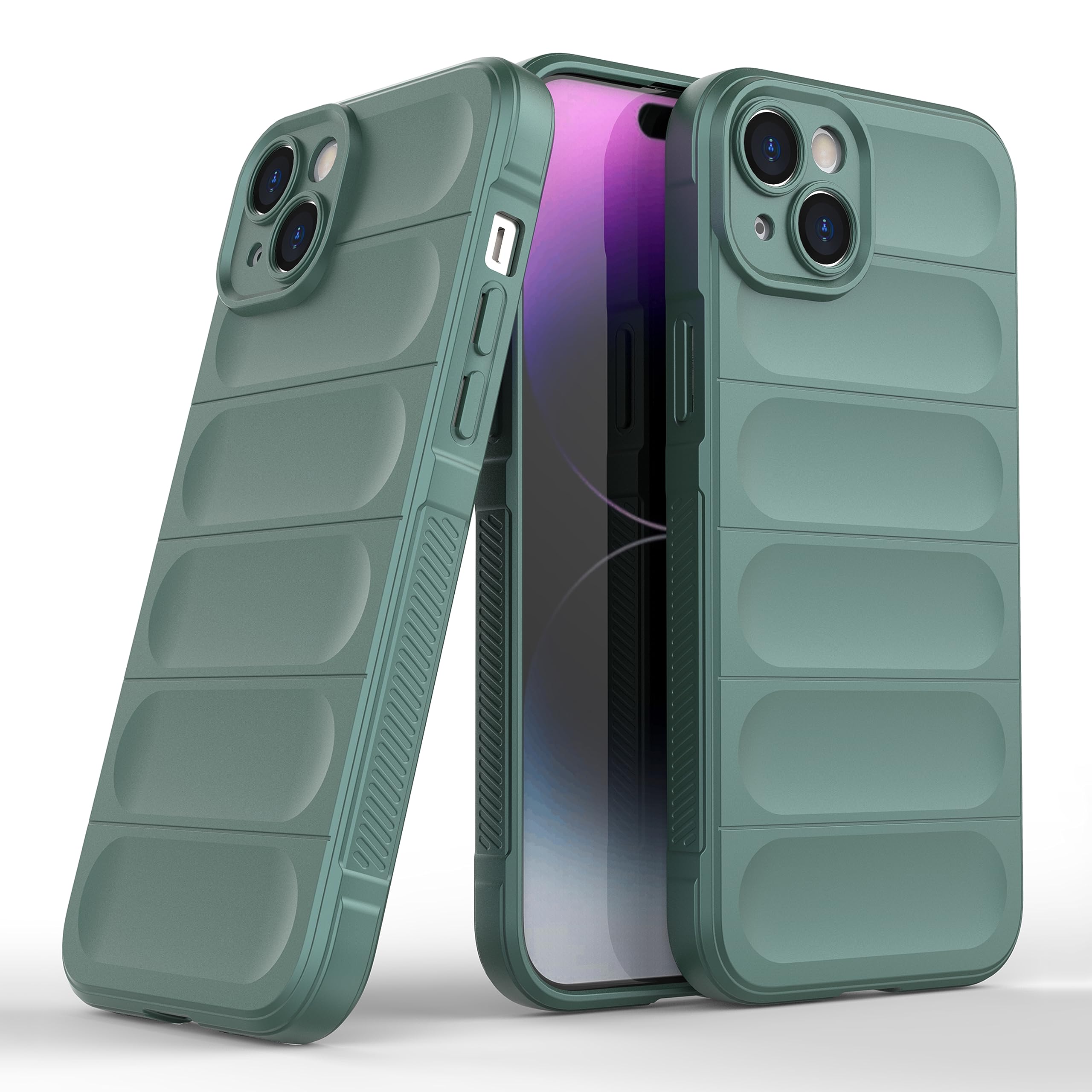 amazon basics Back Case Cover for iPhone 15 Plus (Silicone_Magic-Dark Green)