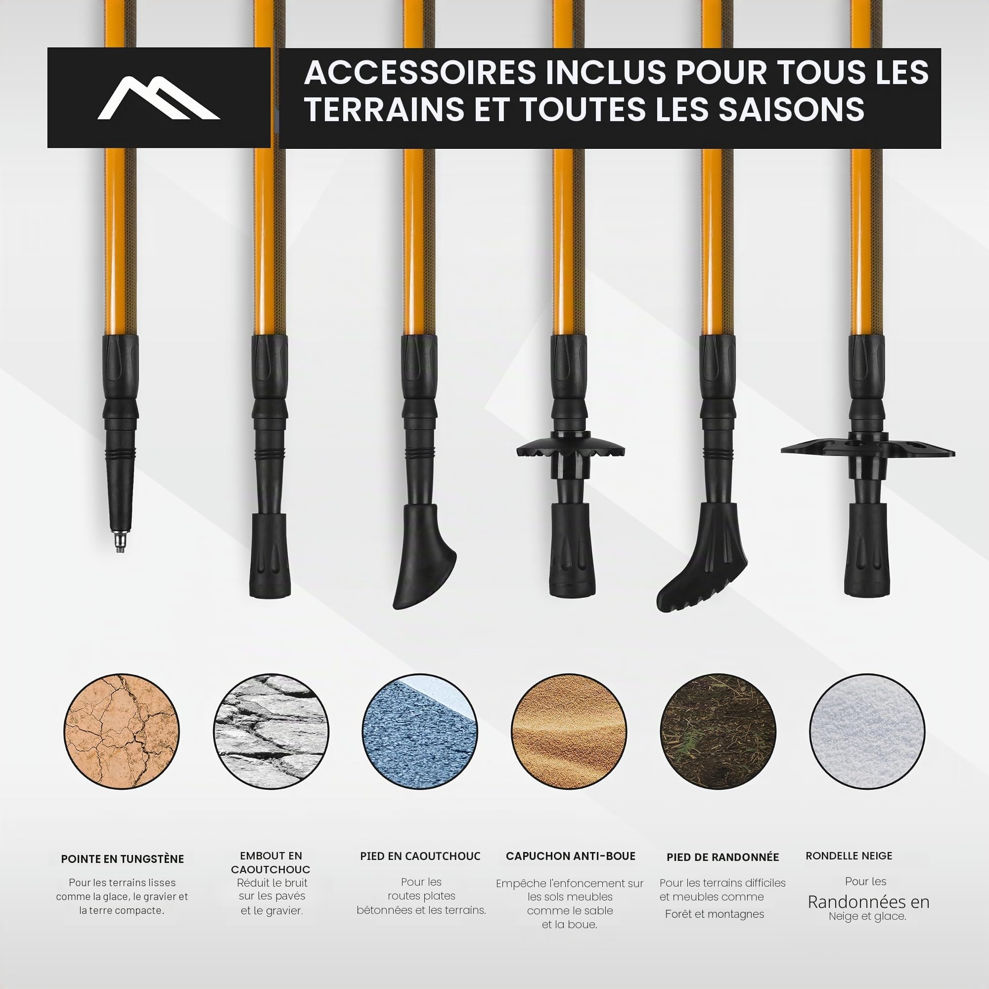 Msports Bâtons de marche nordique en carbone de haute qualité – très légers– Réglables individuellement