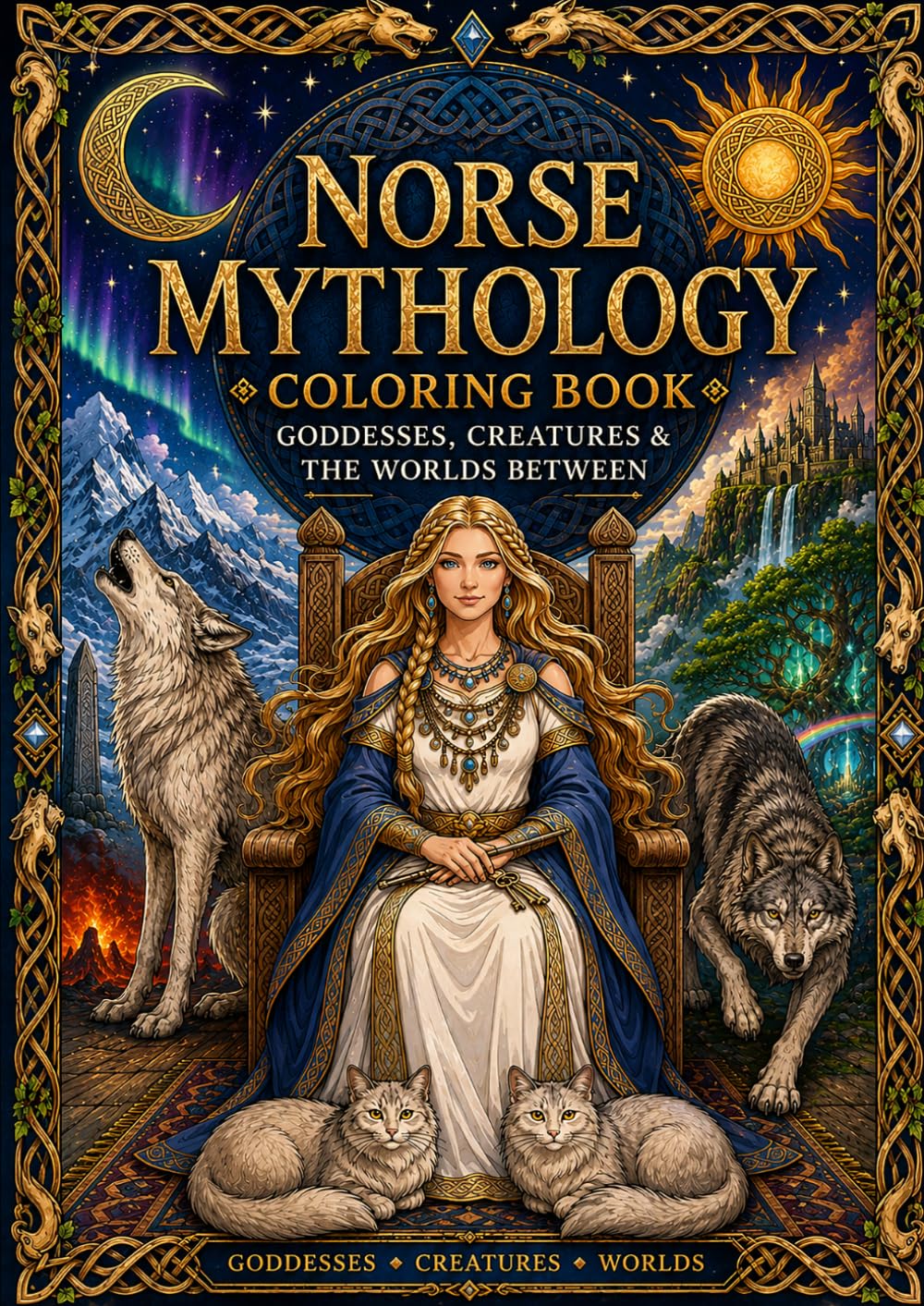 Norse Mythology Coloring Book: Goddesses, Creatures & the Worlds Between