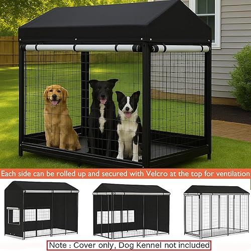 Miniatura 3 de Cubierta para perrera para perros al aire libre (solo cubierta), 8 pies de profundidad x 4 pies de ancho x 6 pies de alto, cobertura completa,