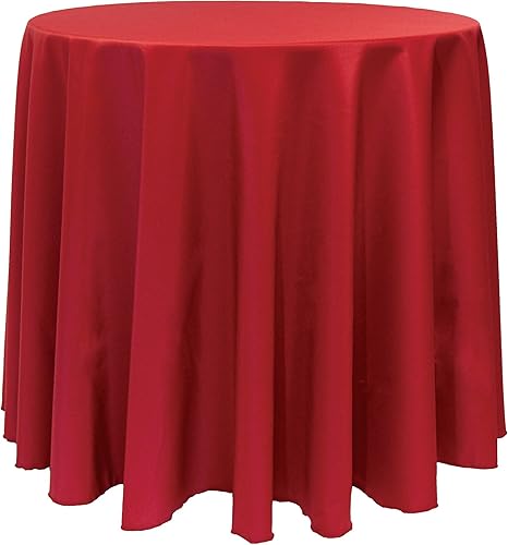 ULTIMATE TEXTILE Mantel redondo de lino de poliéster de 114 pulgadas, color rojo festivo