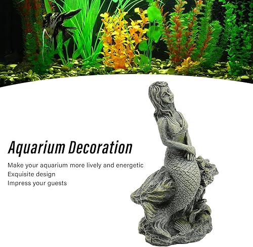 Miniatura 2 de Decoraciones de pecera de sirena, estatua de sirena de acuario, hermosa decoración de resina segura para peceras para decoraciones