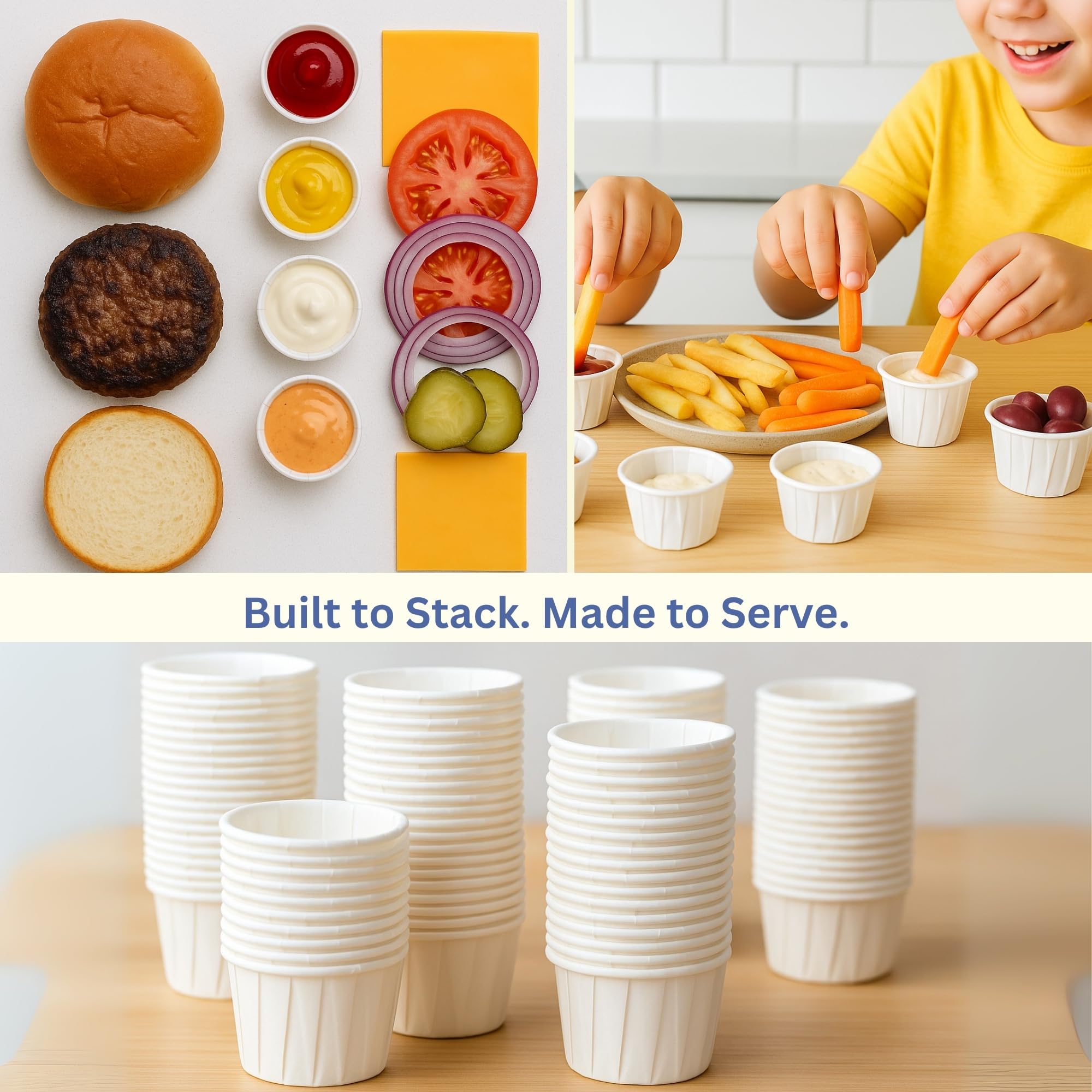 Vasos de papel de 1 onza (paquete de 1000) – Vasos de soufflé ideales para usar como recipientes de ketchup, medicina y píldora desechables, tazas de muestra y condimentos