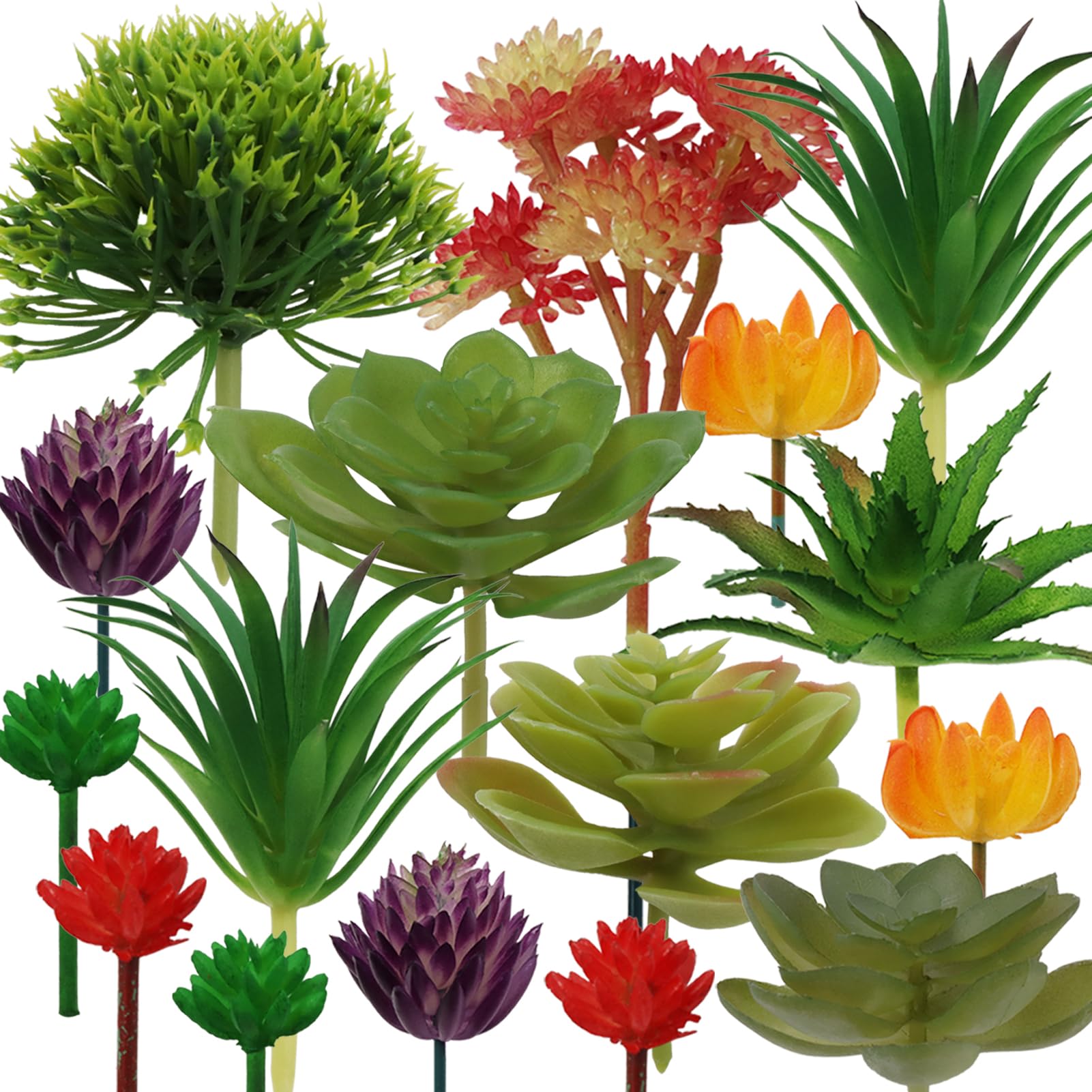 Artificial Succulents Plants, 16pcs Fake Mini Succulents for DIY Home Floral Wall Garden Office Decoration (Unpotted)