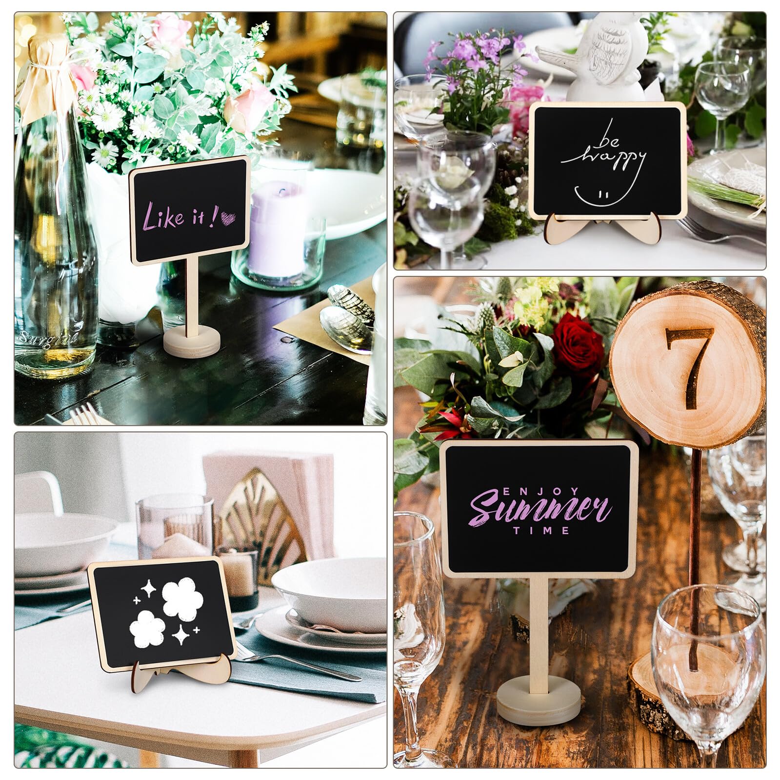Mini Holz kreidetafeln mit Ständer Kleine Tafeln für Tischbeschriftung Food Chalkboard Signs zum Beschriften von Speisen Abwischbar Stabil und Leicht für Hochzeit Zufällige Farbe