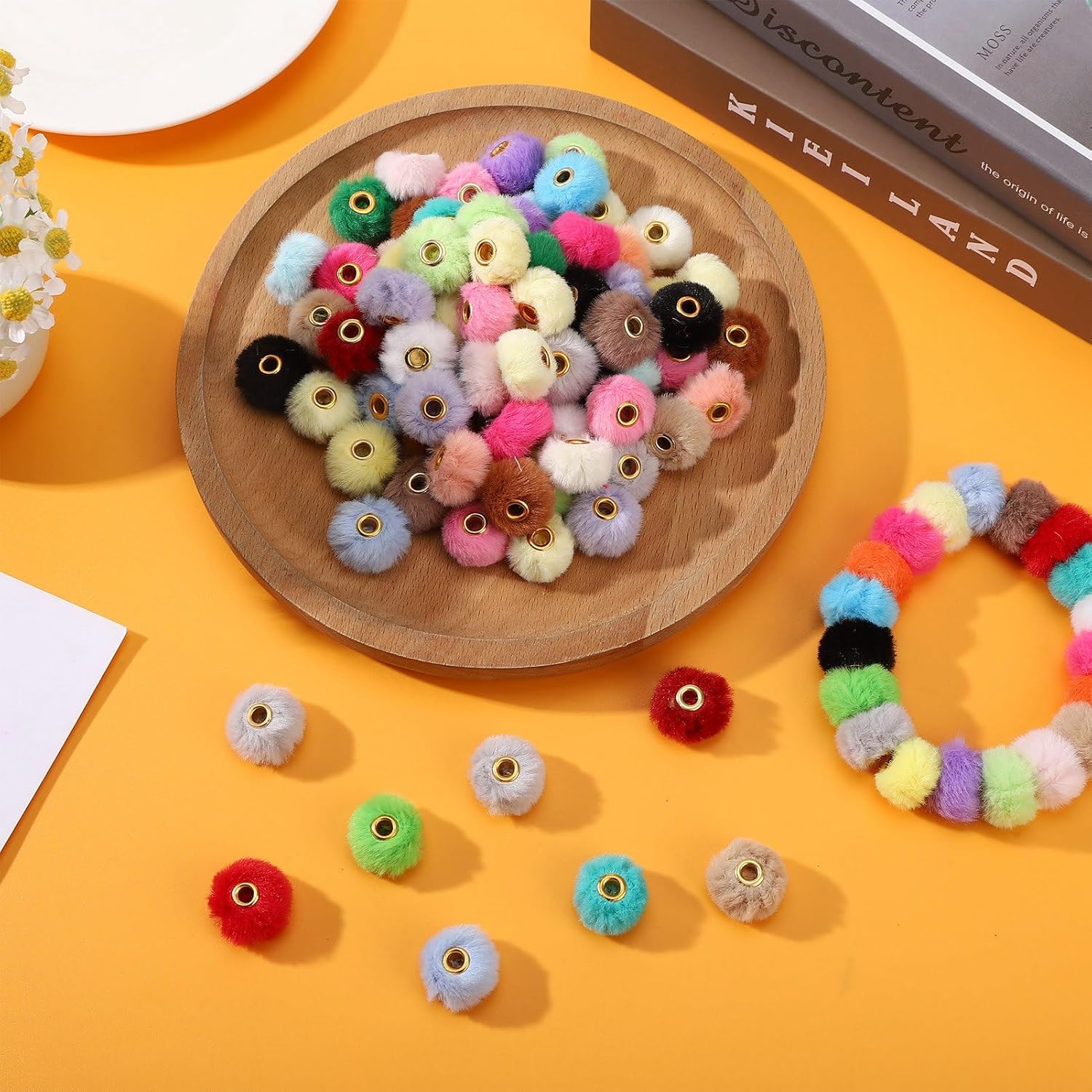 100 Mixed Color Pom Poms Beads, 0.8 Inch, Faux Fur, Round, Loose Beads for DIY Jewelry Making, Crafts Accessories - Image 6