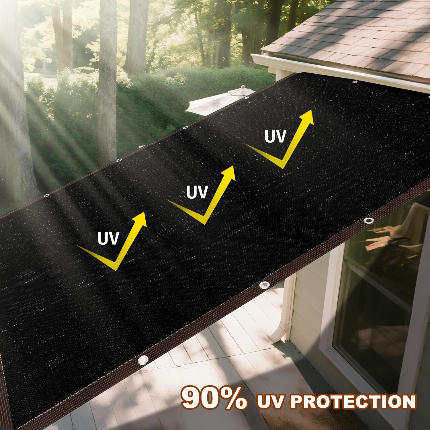 Tkanina zacieniająca na zewnątrz, 2 x 10 m90% ochrona przed promieniowaniem UV, siatka do szklarni, patio, roślin, kurnika, ochrona przed wiatrem, wodoodporna, czarna