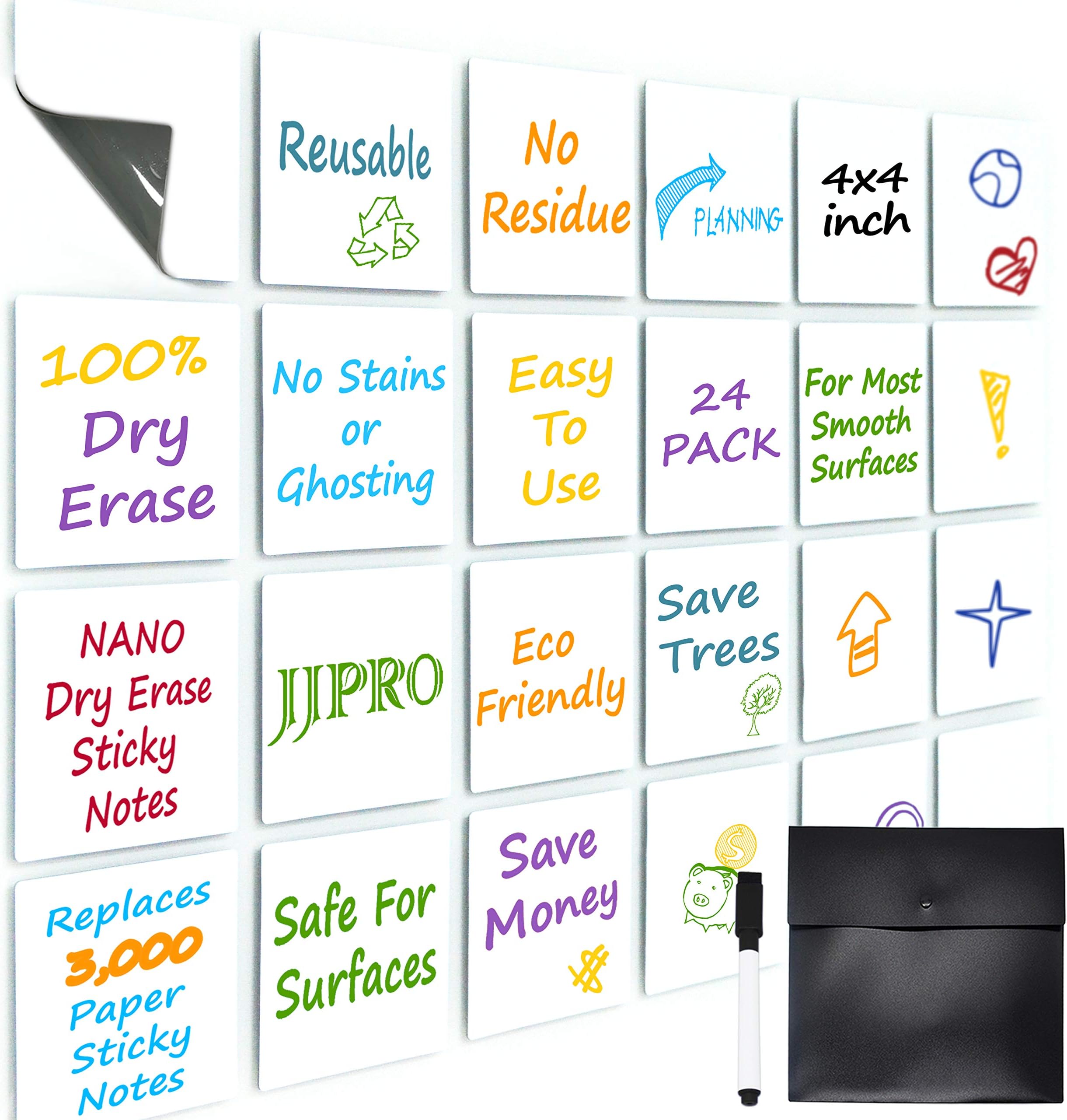 Dry Erase Sticky Notes, 4" X 2", 48Pack Reusable Dry