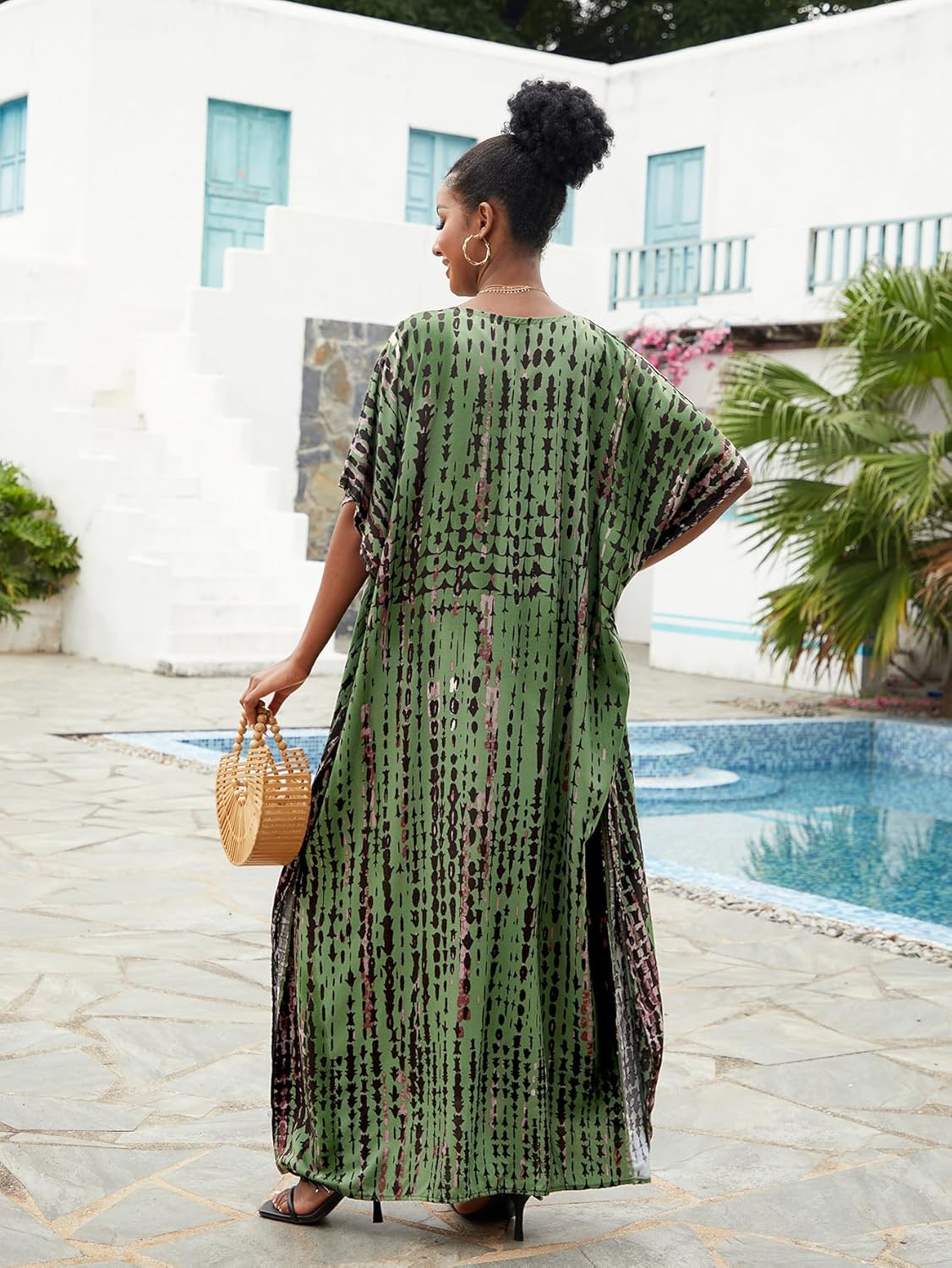 Kaftan for Women Plus Size Bathing Suit Cover up Batwing Dress Loose fit Moroccan Caftan mumu Dresses for Women - Image 4