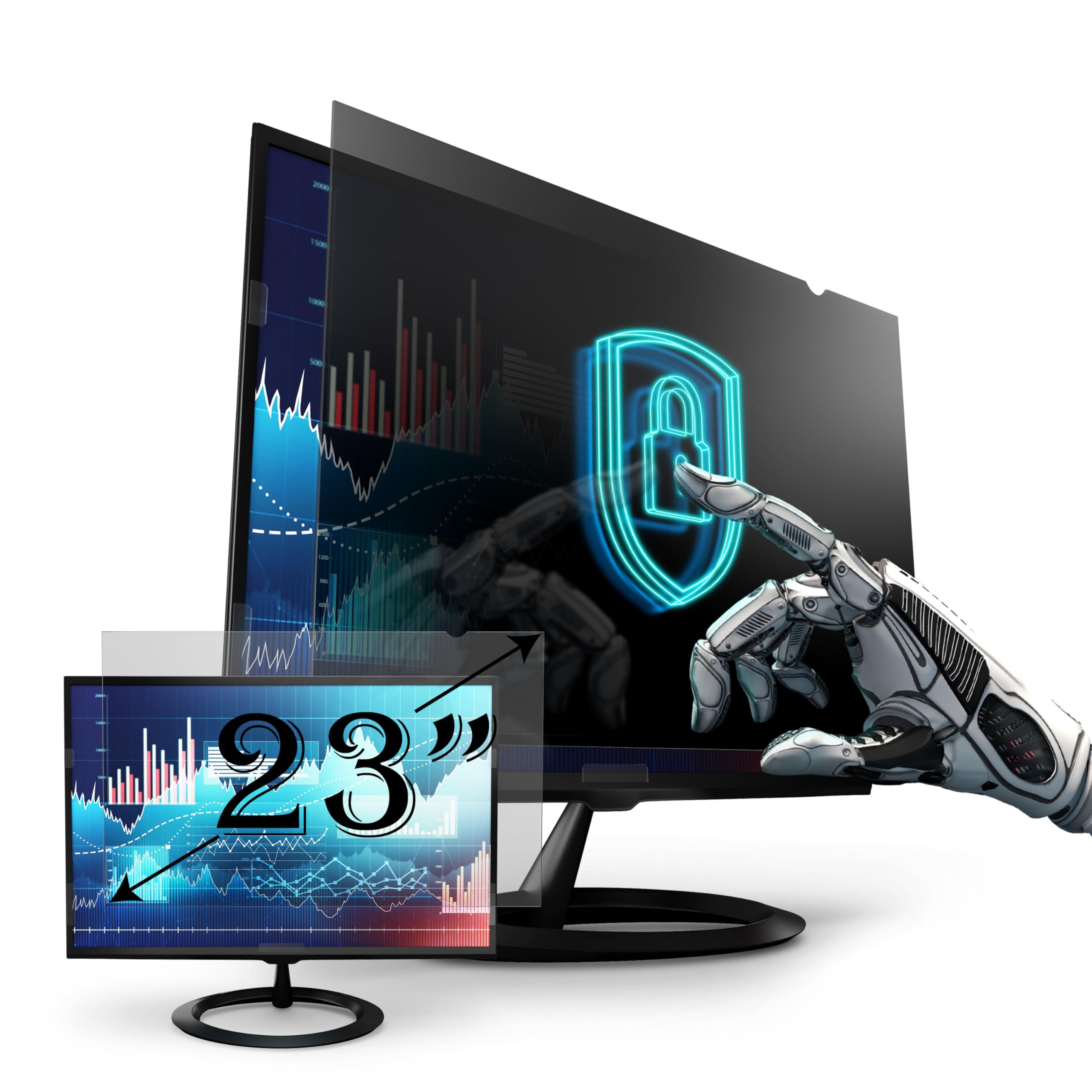 [2 Pack] Premium Privacy Screen Filter for 23 Inches Desktop Computer Widescreen Monitor with Aspect Ratio 16:09. Anti Glare and Anti Blue Light Protection