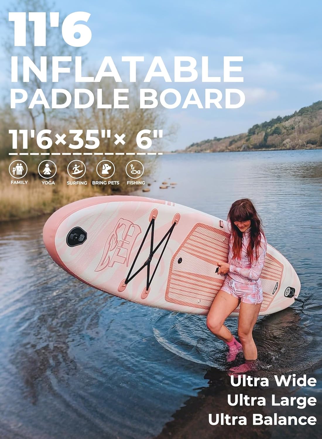 11'6"/11'/10' Inflatable Paddle Board with Complete Accessories, Versatile Premium Paddle Boards for Adults/Youth, Stand Up Paddle Board Polar/Wave/Sunny Wave Collection