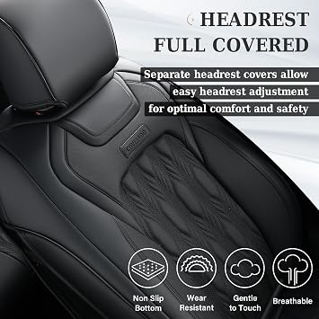 Coverado Car Seat Covers Full Set, Leather Ford F150 Seat Covers Fit for 2015-2026 F150 and 2017-2026 F250 F350 F450 Super Duty Crew Cab XL XLT Lariat King Ranch Platinum (Black)
