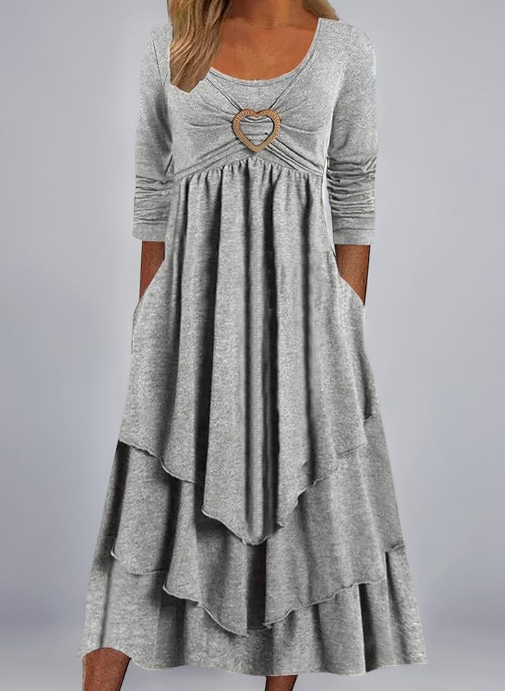 CUPSHE Abito corto da donna, scollo rotondo, con cintura, maniche lunghe, stile casual, aderente, Blu verde, M