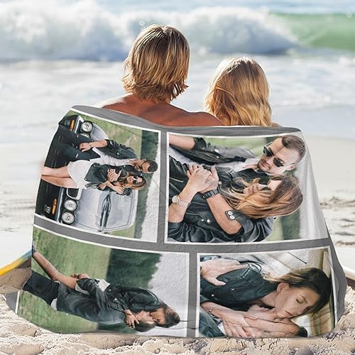 Miniatura 5 de Dr.TOUGH Manta personalizada con texto de 4 fotos, mantas personalizadas con imágenes y texto con mis propias fotos