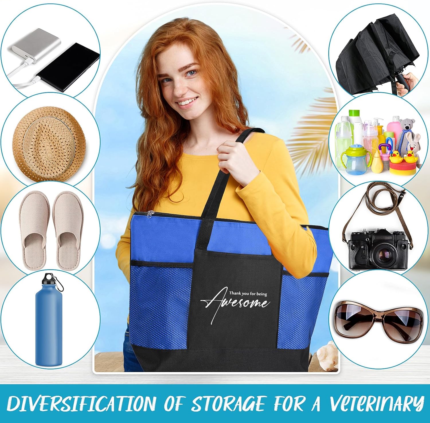 Paterr 12 Pcs Employee Appreciation Gifts Bulk Thank You Zipper Tote Bag with Mesh Pocket for Staff Coworker Team Teacher (Colorful) - Image 2