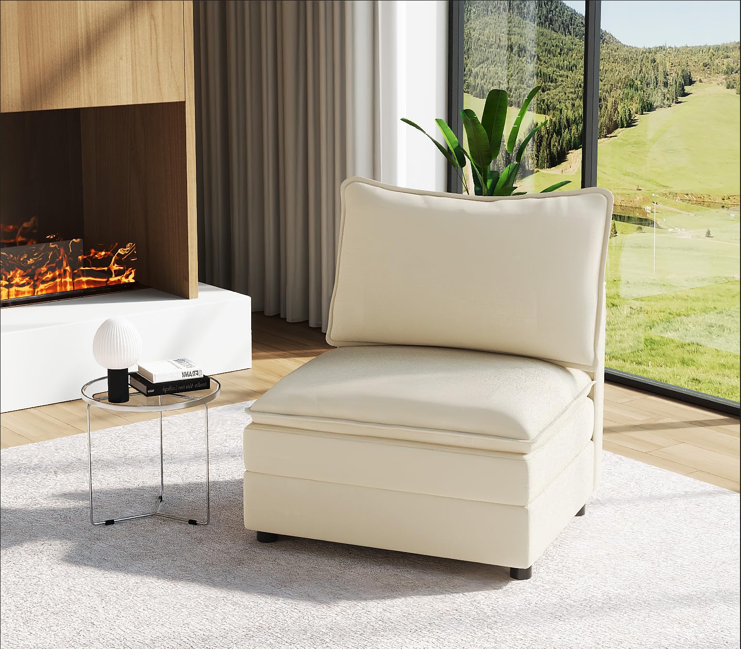 Vesgantti 40' Single Seat Sofa, Deep Seat Armchair Cloud Couch, White