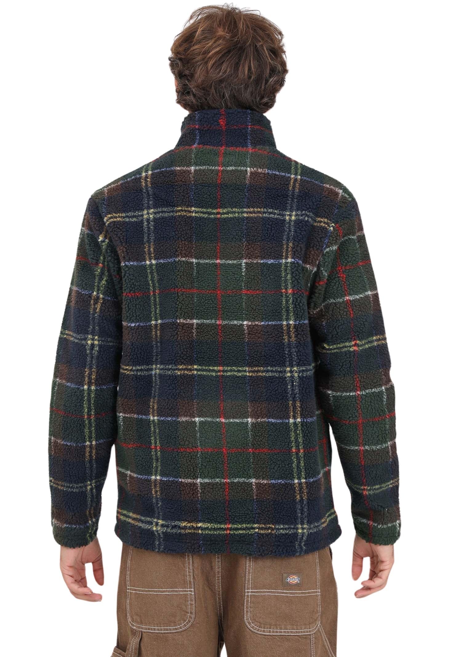 Barbour Męska kurtka polarowa Sherpa w zielono-niebieską kratę