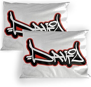 Ambesonne David Pillow Sham Set of 2, Modern Wall Writing Typography Boys Birthday Theme Scribbling Name, Quality Microfiber Bedding Item for All Seasons, 30