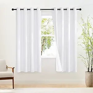 NICETOWN 100% Blackout Curtains for Doorways and Closets, Thermal Insulated Temporary Room Dividers, Short Curtains for Bedroom Living Room (1 Panel, Pure White, 52 x 78 Inch Long)