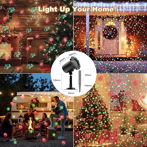 Miniatura 8 de Proyector de luces de Navidad al aire libre, decoraciones de Navidad impermeables, proyector de luces LED con temporizador de control remoto, luz de