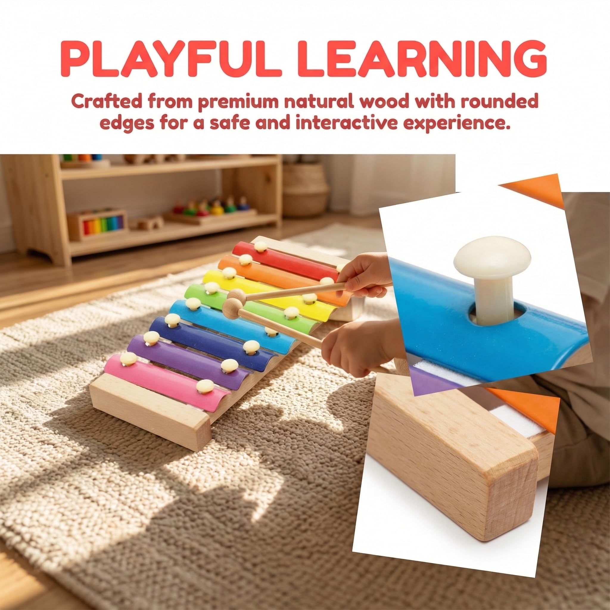 Xylophone Pour Enfants En Bois 8 Notes Avec 2 Maillets - Instrument De Musique Éducatif