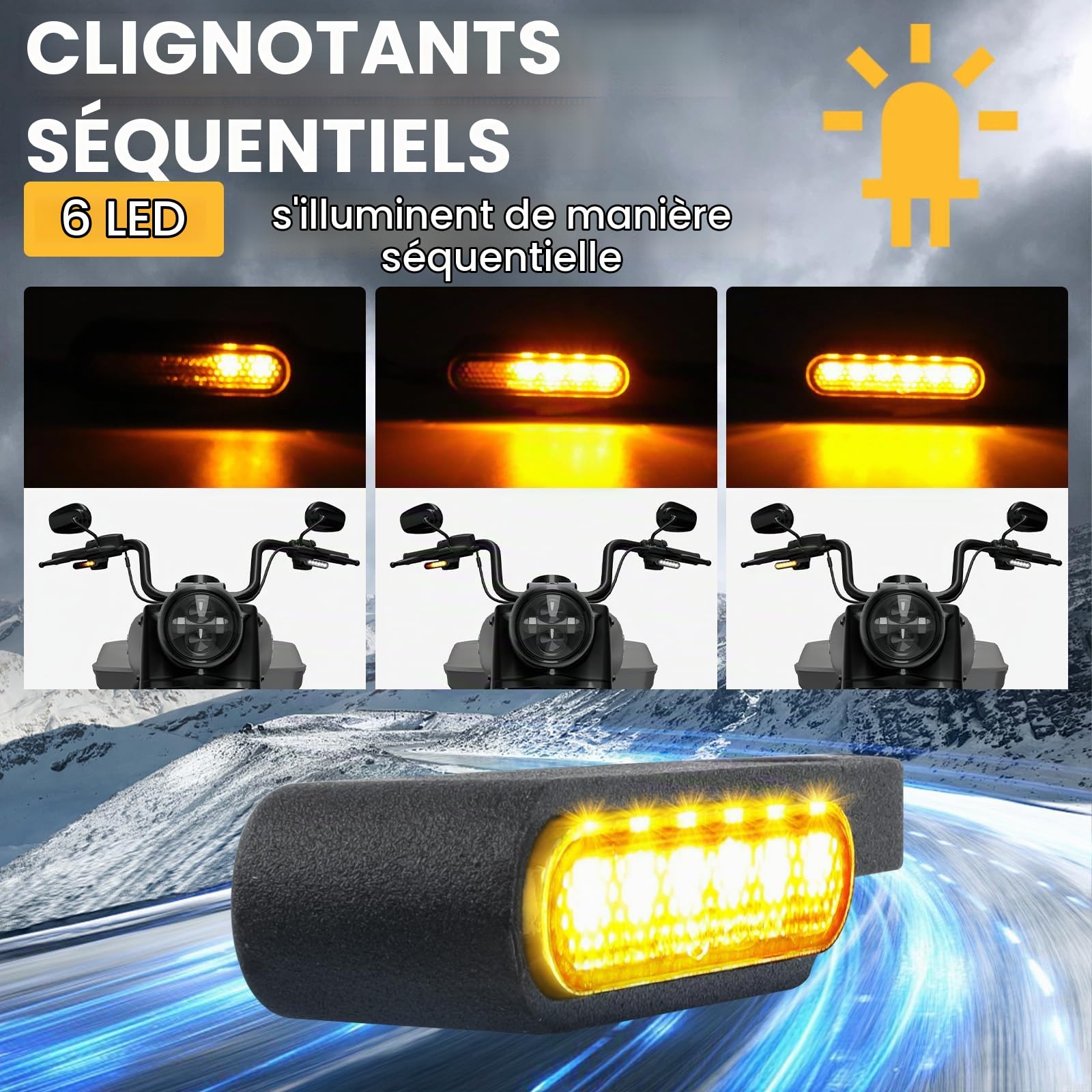 DREAMIZER Clignotants LED pour Guidon avec Feux de Position Avant Universels Compatible avec Harley Sportster Dyna Honda Shadow Kawasaki Vulcan Yamaha V-Star Road Star