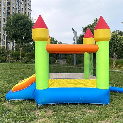 Miniatura 4 de Mini casa inflable de PVC blanco con tobogán de 6 x 6 pies para niños soplador de aire UL gris de 440 W bolsa de transporte para regalo de fiesta de