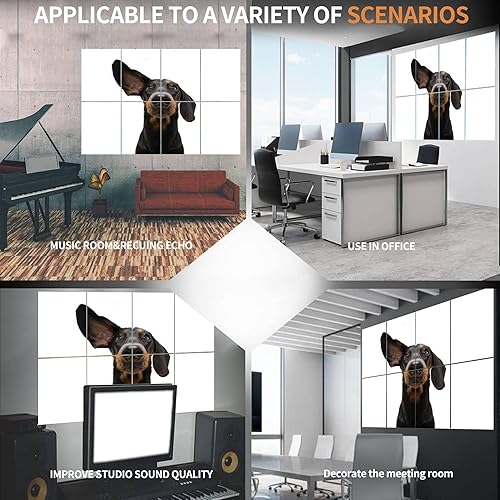 Miniatura 7 de Paneles acústicos artísticos, escucha atenta perro salchicha oído de perro aislado blanco acústico insonorizado panel de pared con panel