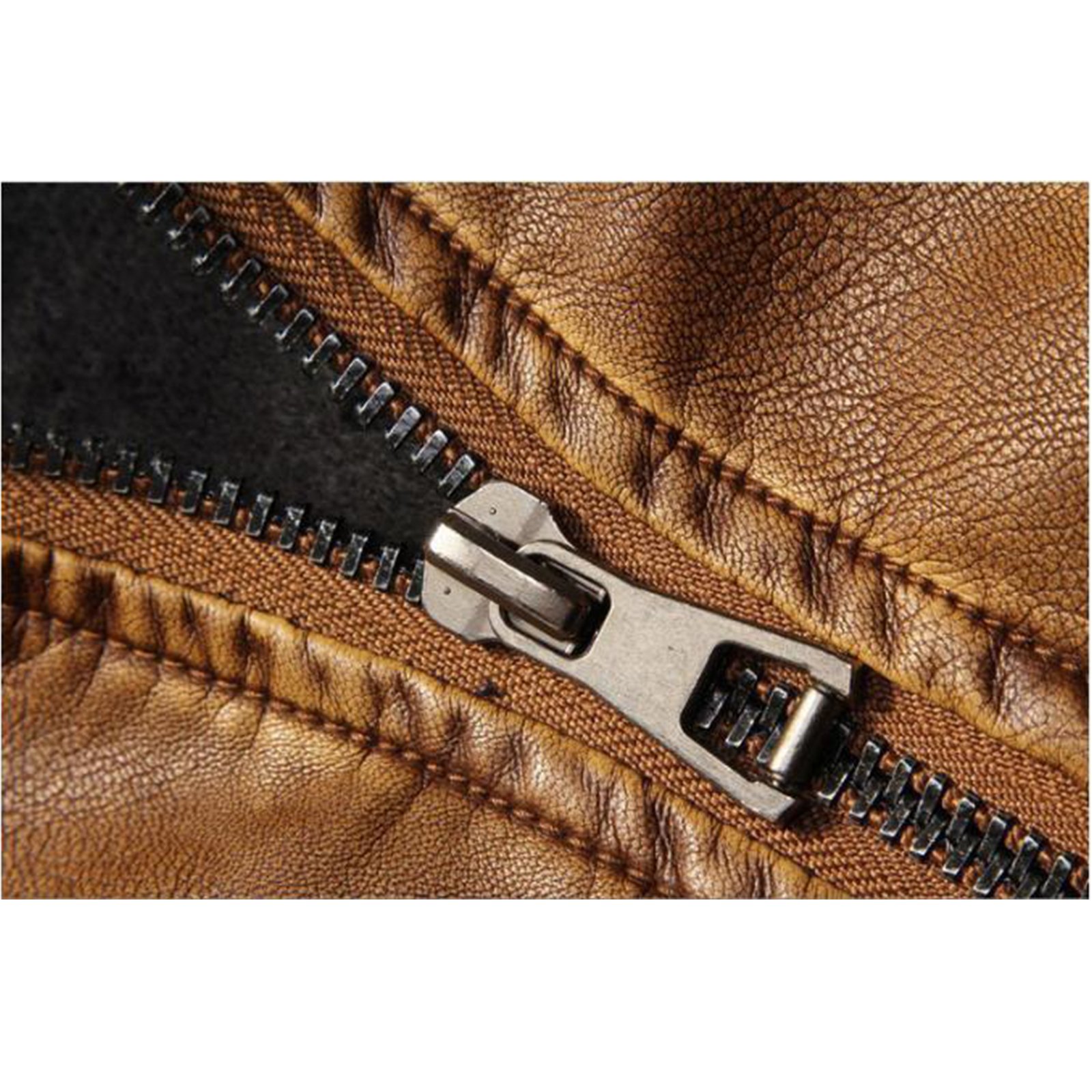 Herren Lederjacke Retro Biker Kunstleder Jacke Freizeitjacke Übergangsjacke mit Stehkragen