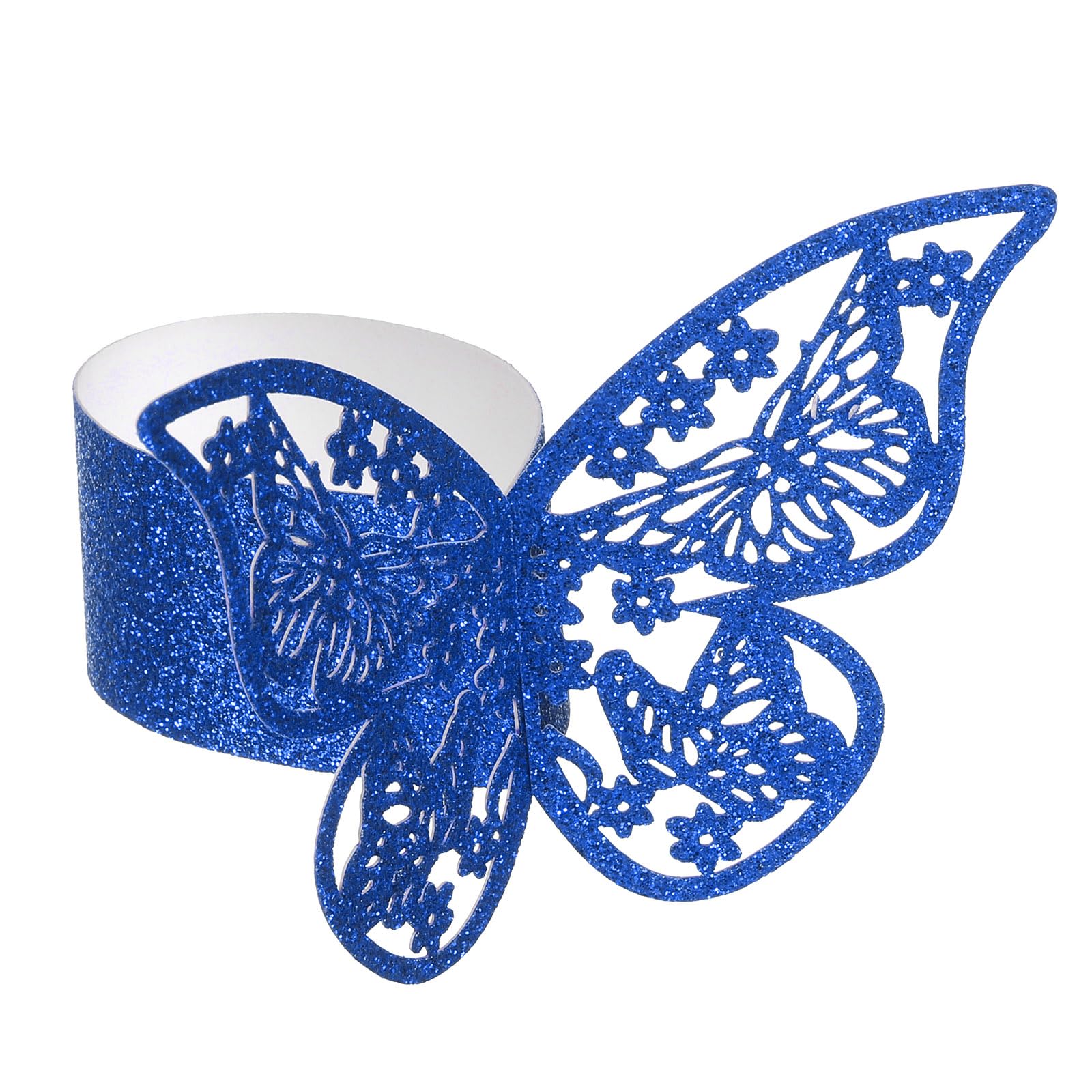 uxcell Lot de 100 ronds de serviette en papier dépoli découpé au laser 3D pour mariage, fête, décoration de table, restaurant (bleu)