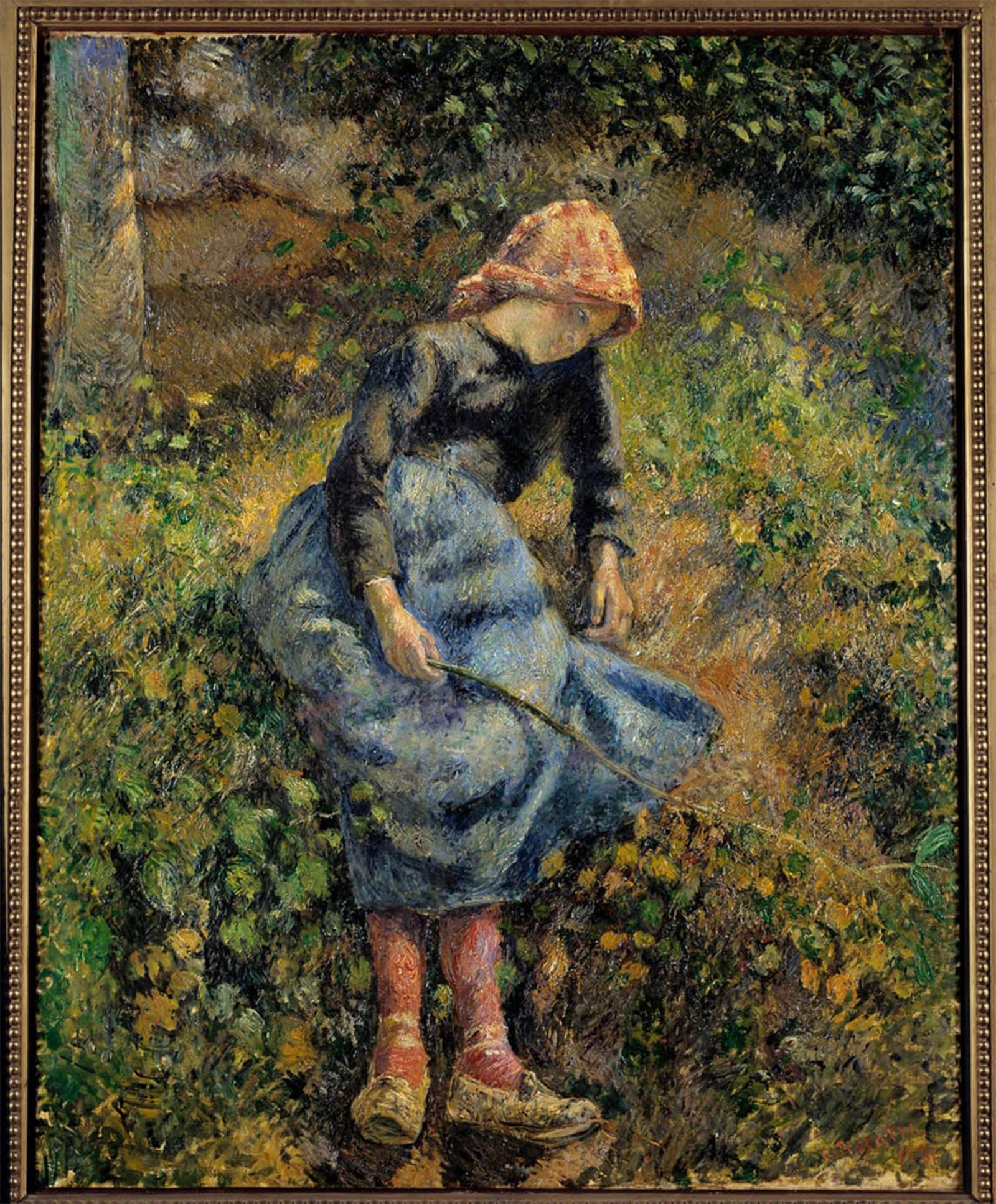 POSTERIIk Famous Modern Artwork Art Mural the Shepherd Says Maiden Has a Wand Painting by Camille Jacob Pissarro Oil Paintings Pictures for Home Decor 60x90cm