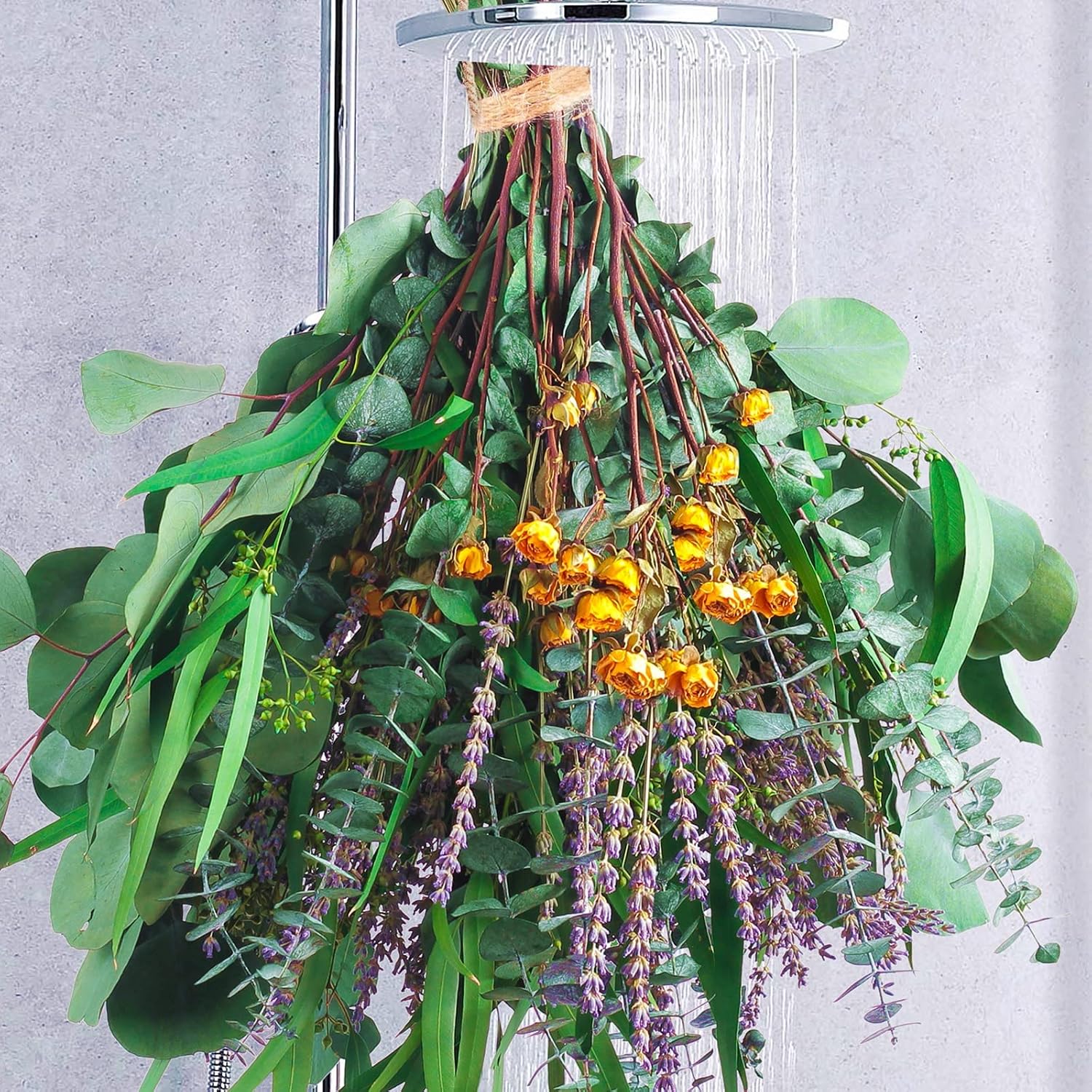 123 Pcs Mixed Real Dried Eucalyptus Stems - Lavender & Rose Flowers Bundles for Shower, 100% Natural Preserved Eucalyptus Leaves Greenery Hanging Shower, Plant Fragrance, Wedding Decor