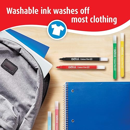 Miniatura 6 de Berol Bolígrafo de punta de fibra fina con 0.024 in de ancho de línea, colores surtidos, paquete de 12