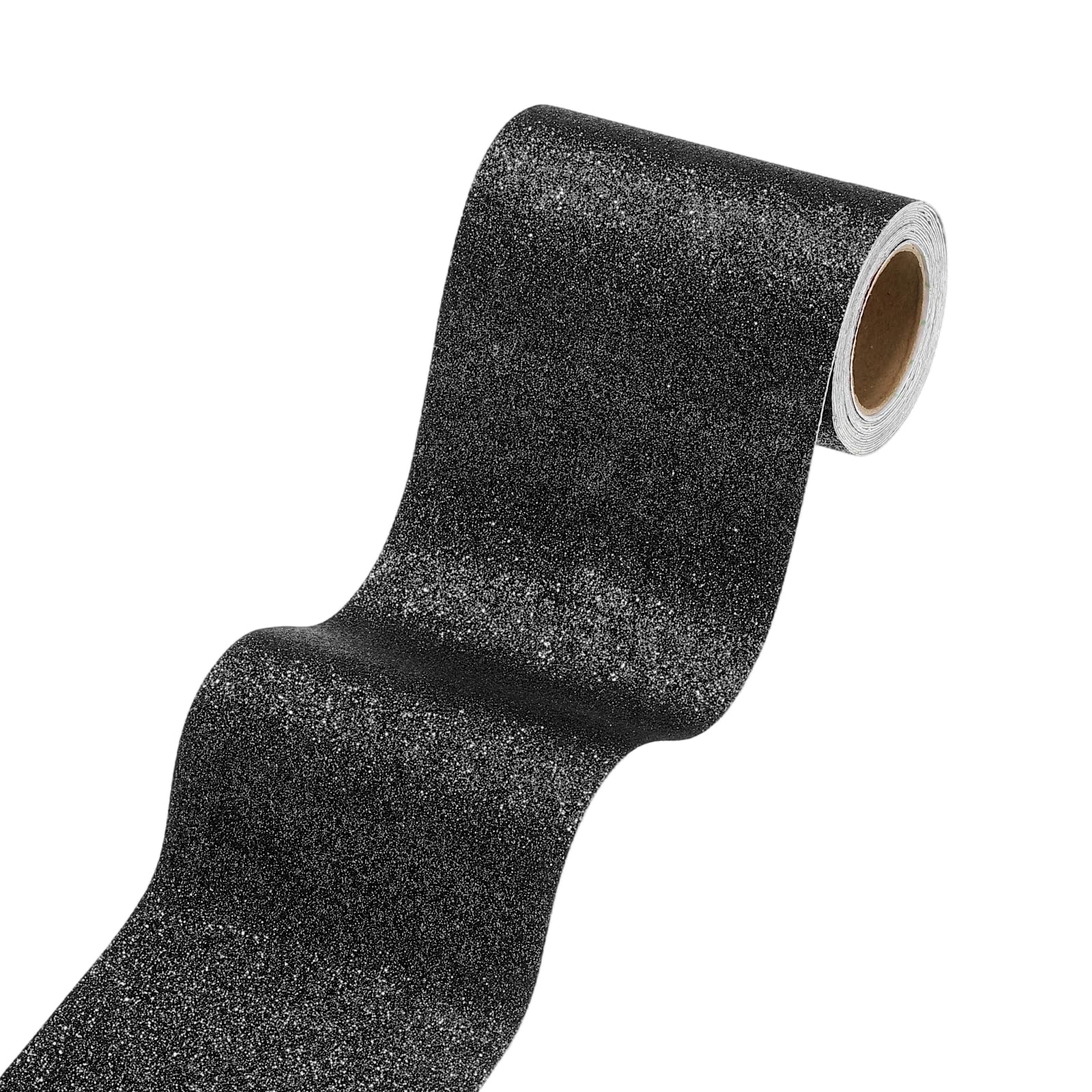 sourcing map 4" x 118" Black Glitter Wallpaper Border, Peel and Stick Self Adhesive Sparkle Glitter Contact Paper Border for Mirror Bulletin Board DIY Crafts Decor