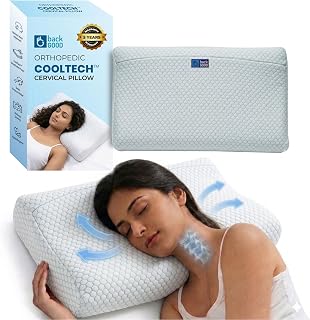 BackGood CoolTech Cervical Memory Foam Pillow for Neck & Shoulder Pain Relief |5-Yr-Warranty | Orthopedic Neck Support for... Price In India